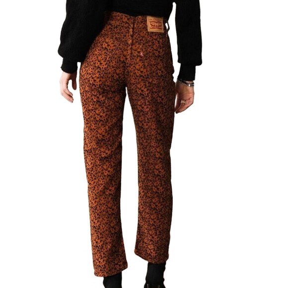 Levi’s Pants Corduroy Wedgie Straight Brown Animal Print 32 - Picture 1 of 11